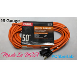 CAROL 50ft 16/3 SJTW Safety Orange Extension Cord